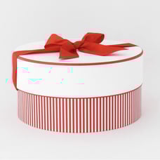 Sugar Paper Large Red and White Stripe Round Boxes with Bows