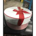 Sugar Paper Large Red and White Stripe Round Boxes with Bows