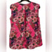Pink Floral Sleeveless Split Neck Top_yythk