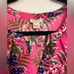 Pink Floral Sleeveless Split Neck Top_yythk