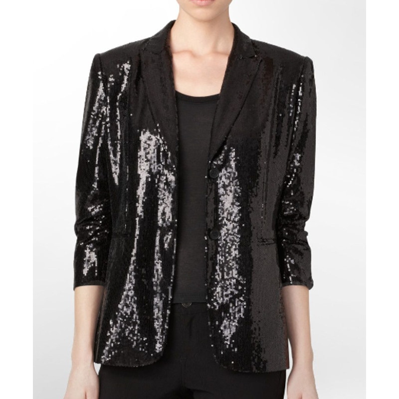 Michael Jackson Bille Jean Type BLAZER Sz Small Calvin Klein Black Sequin Jacket
