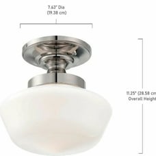 Minka Lavery Semi Flush Mount Ceiling Light 2255-613, Glass Lighting Fixture, 1L