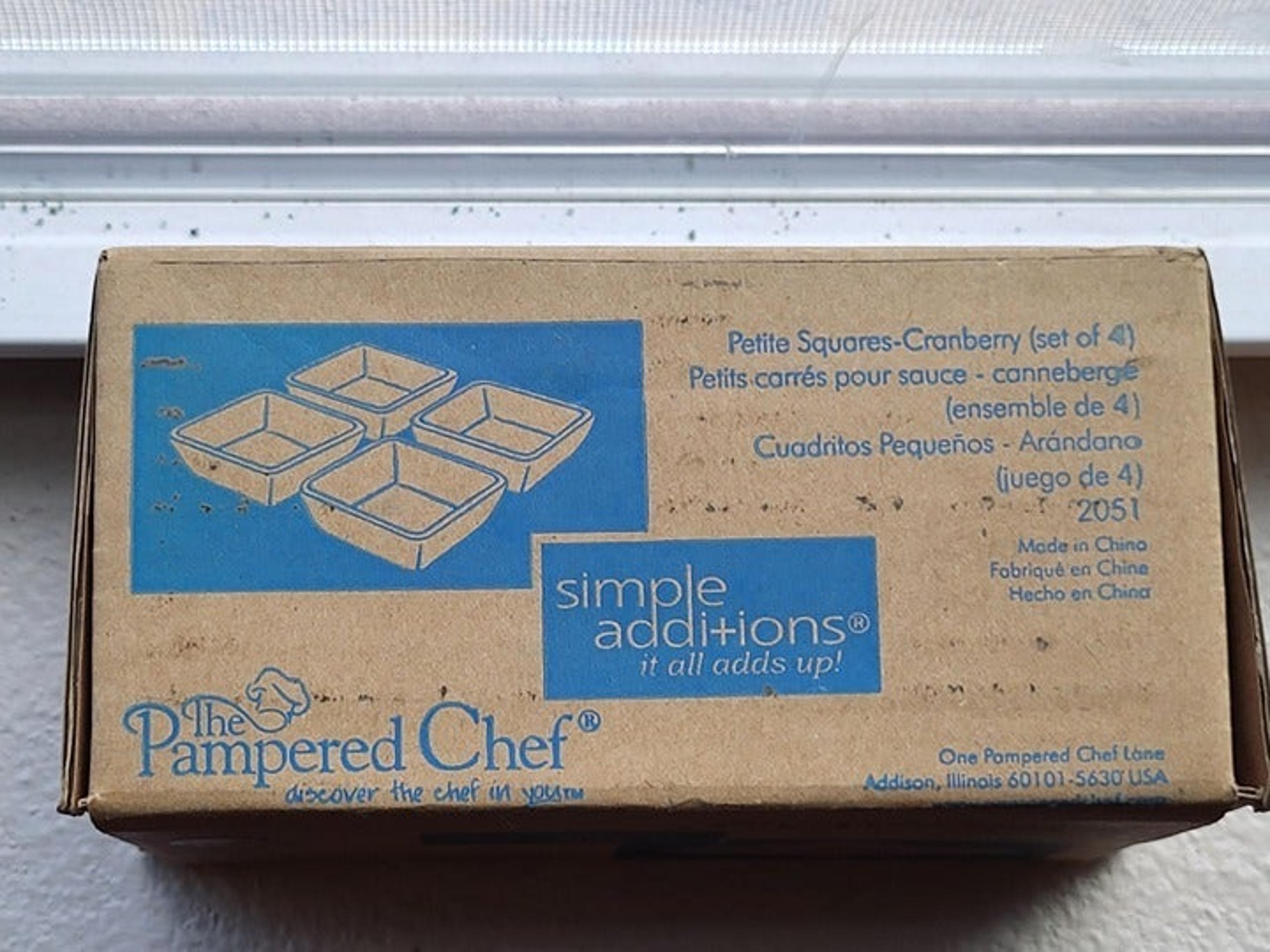 The Pampered Chef Petite Squares #2051 Cranberry, Set of Four 2.5''- NEW In Box