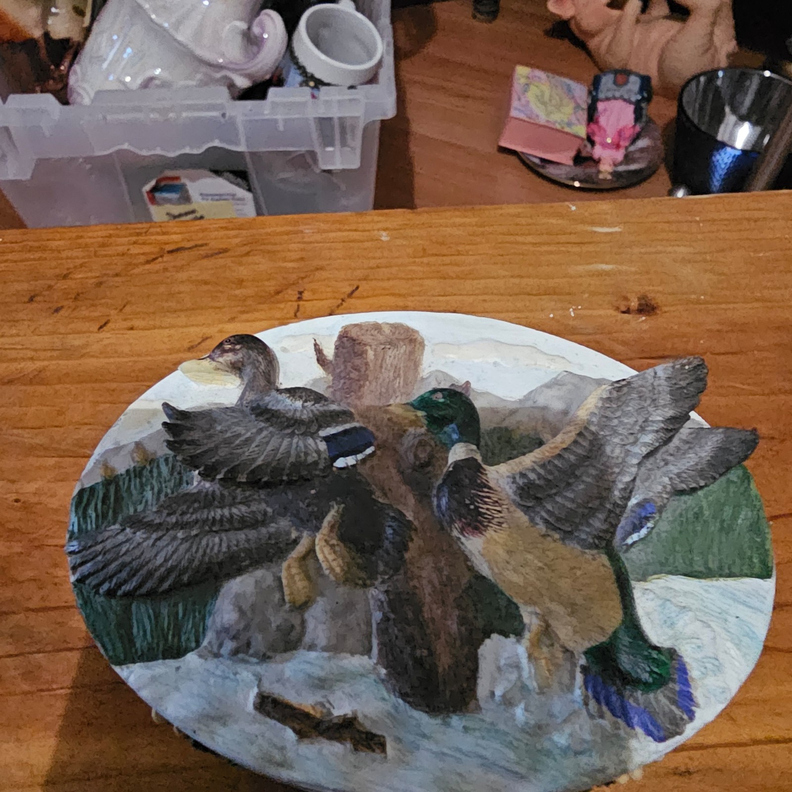 Handmade one of a kind ceramic Mallard Treasure Box