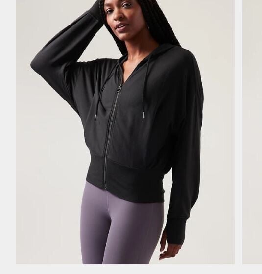 Athleta Balance Full Zip Hoodie Sweatshirt- Black