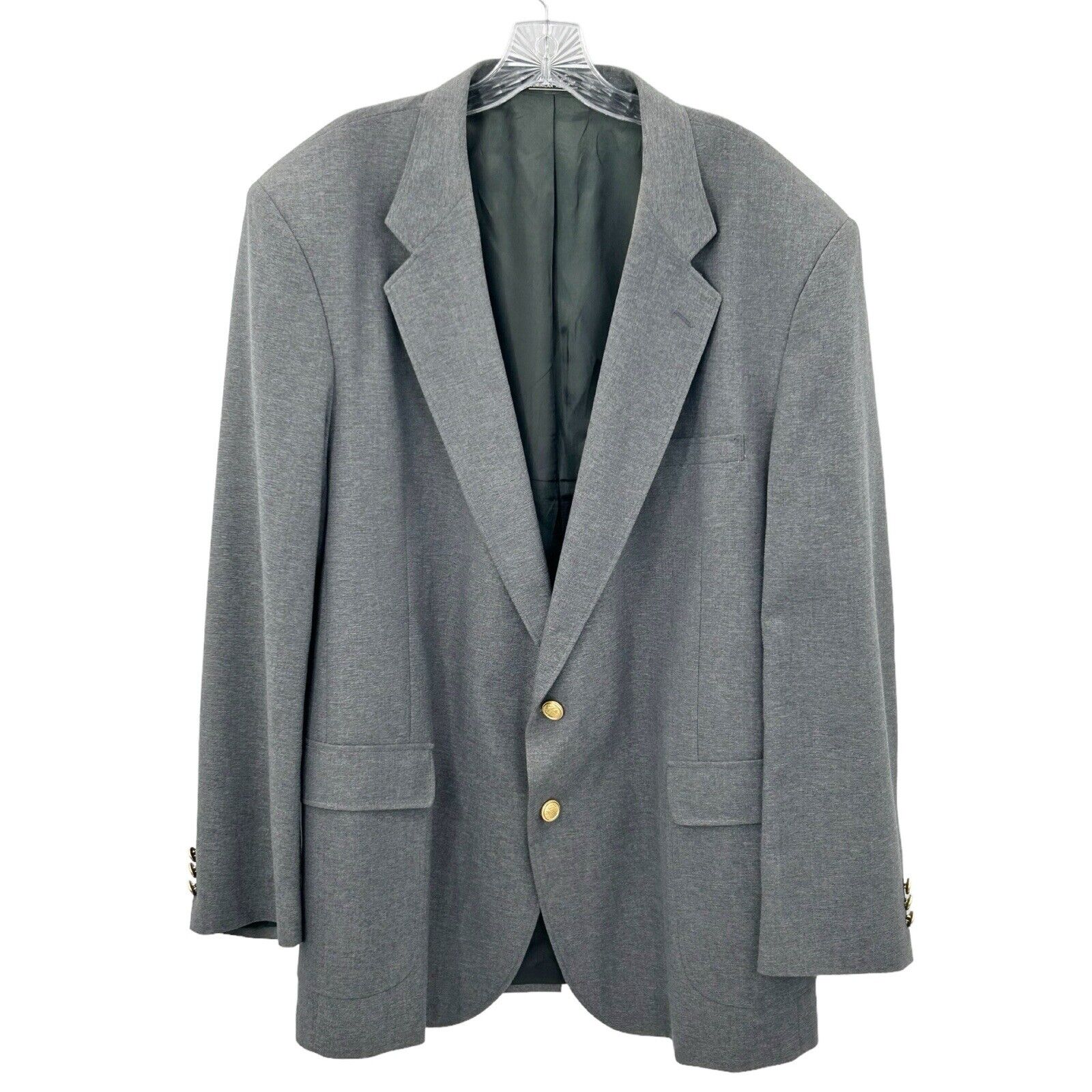 David Taylor Sport Coat Blazer Mens 48L Gray Gold Button Detail