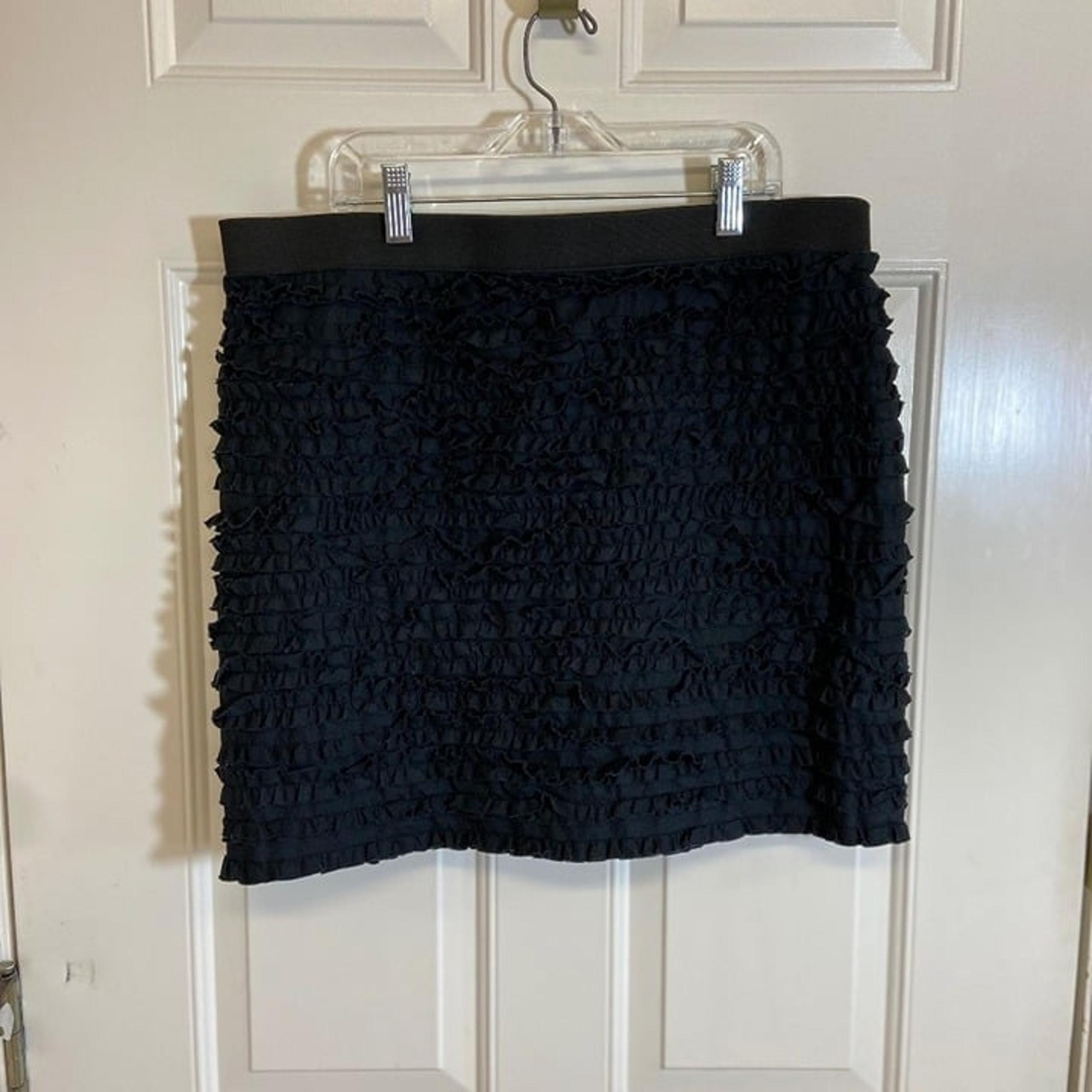Michael Kors Women's Multi-Tiered Ruffled Mini Skirt 12 Black Cotton Going Out
