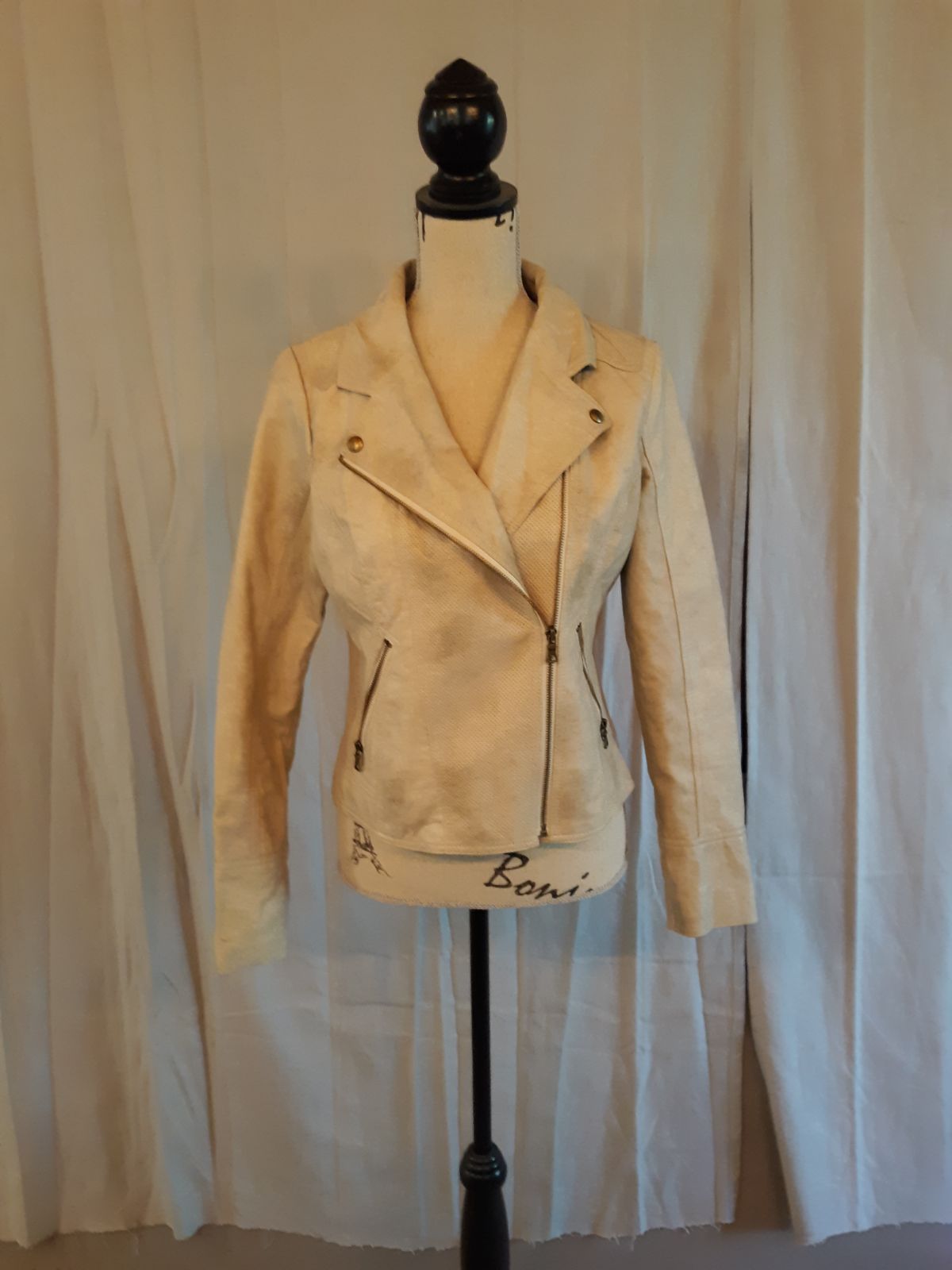 Guess Faux Leather Jacket Distressed Tan