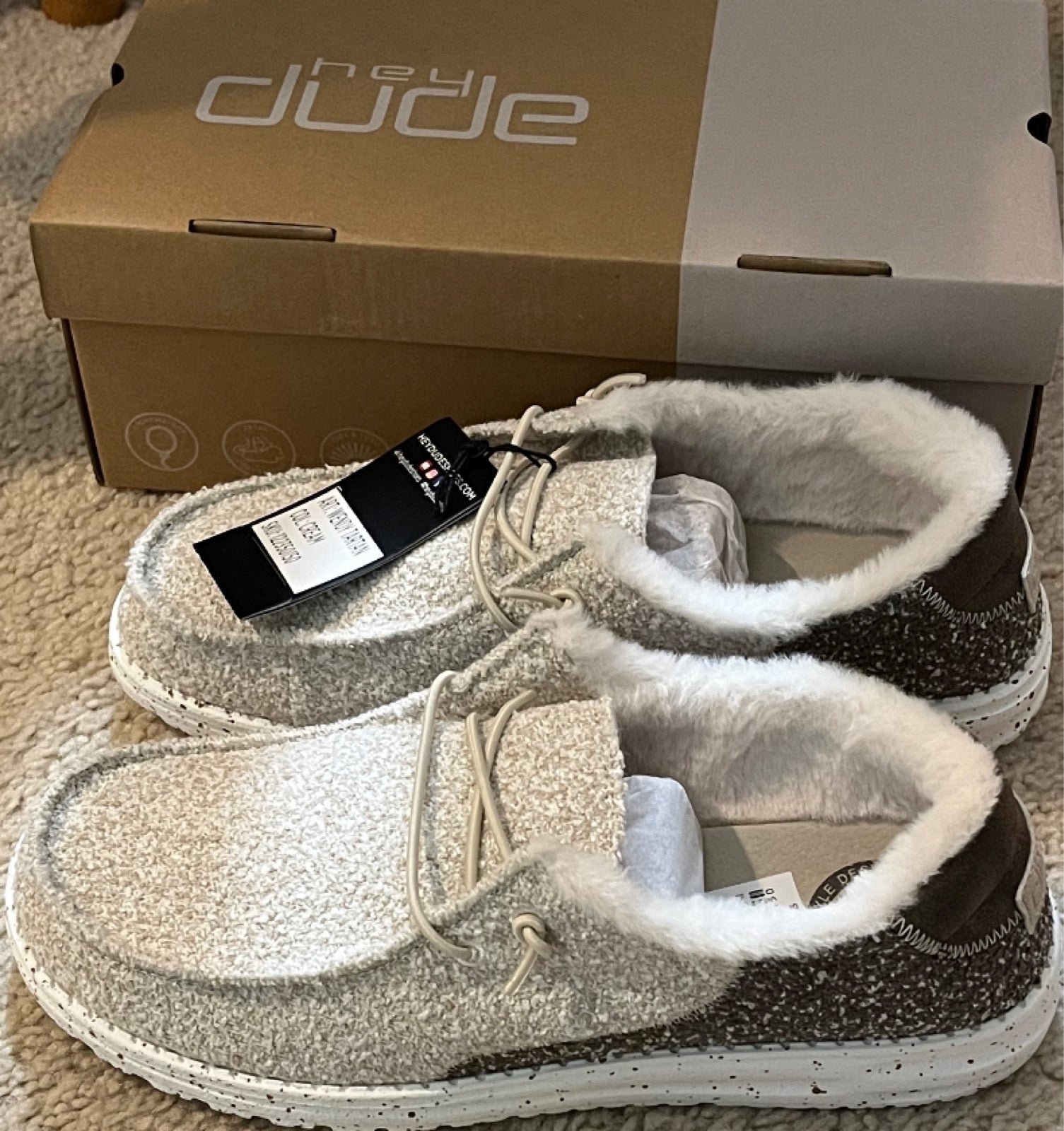 Hey Dude Shoes Wendy Tartan Cream Buckle Exclusive Womens Size 10