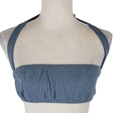 NWT WEWOREWHAT Elastic Trim Wide Rib Tie Halter Bra Style Bandeau Cropped Top S