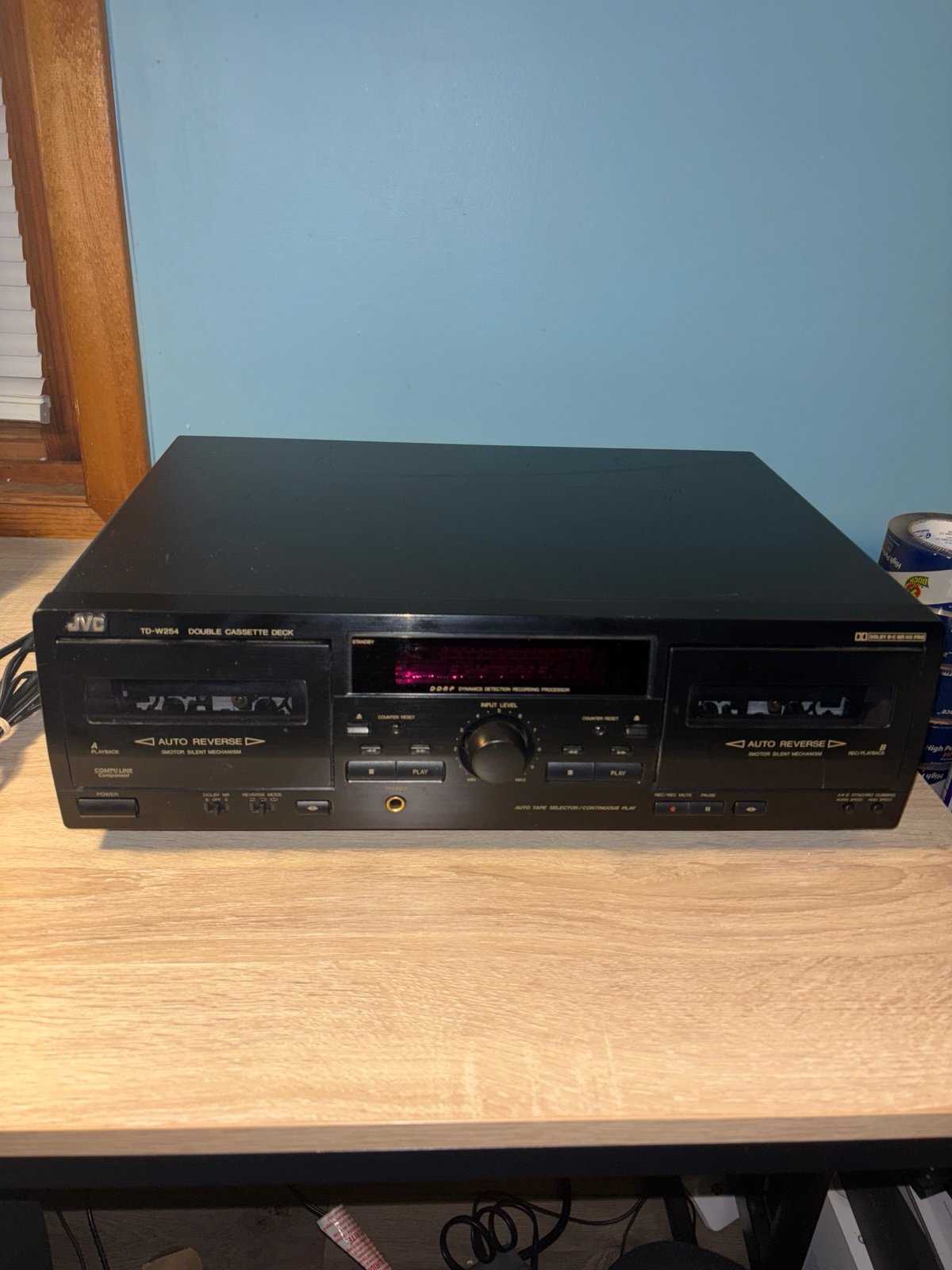 JVC TD-W254 Dual Auto Reverse Cassette Deck Dolby High Speed Dub Tested Works