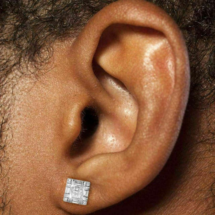 REAL 925 Sterling Silver 8mm CZ Earrings