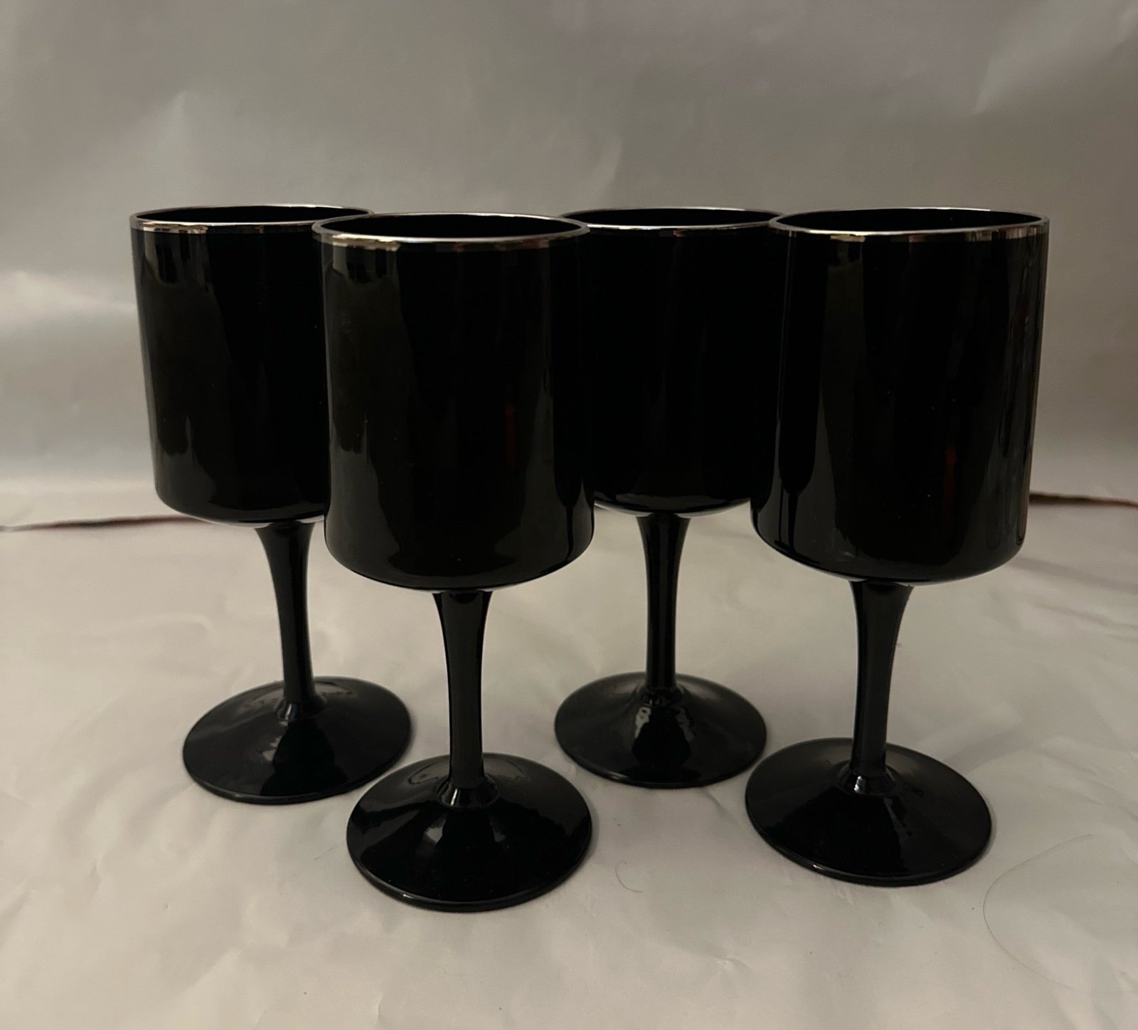 Vintage Lenox USA Venture Black Platinum Trim Wine Glass Set Of 4