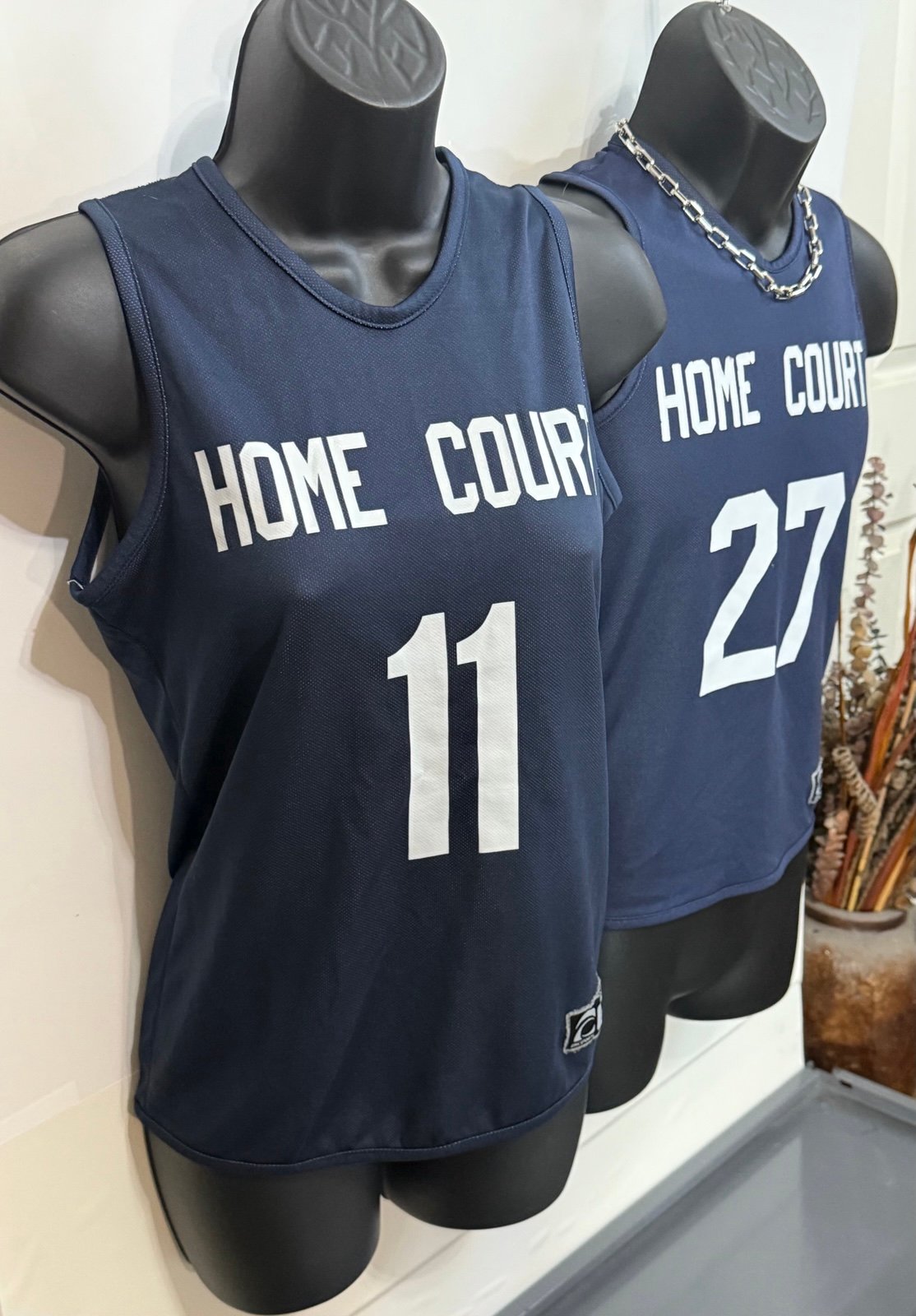 Custom Epic Sports Jerseys- Medium Unisex Youth Sleeveless V-Necks- Navy w/ Wht
