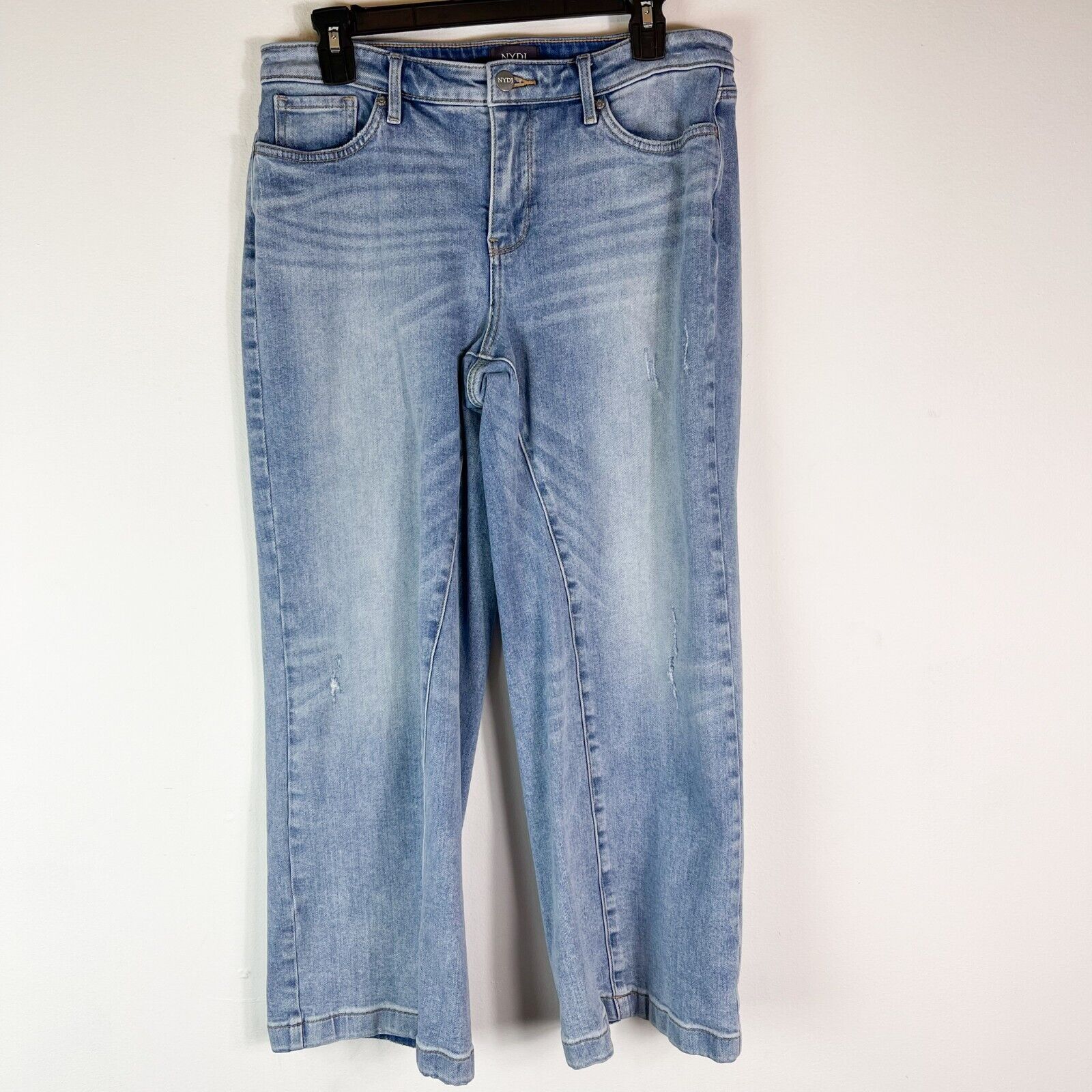 NYDJ Women's Blue Slim Ankle Distressed Jeans Size 8