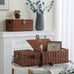 Woven Wicker Storage Basket Box with Lid & Lock Set of 3 Natural