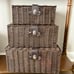 Woven Wicker Storage Basket Box with Lid & Lock Set of 3 Natural