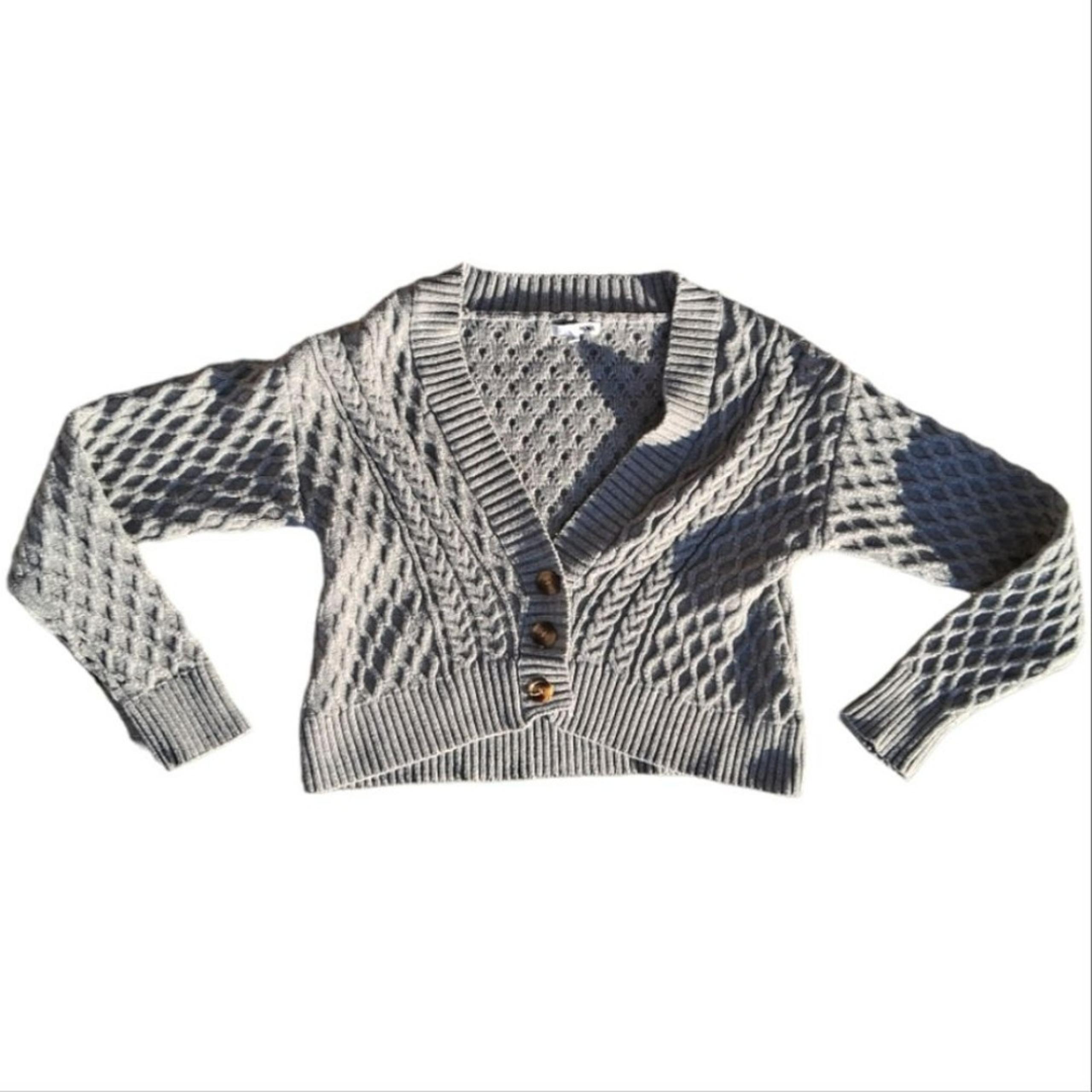 Fashion Nova Gray Button Warm Knit V Neck Long Sleeve Cardigan Sweater  Medium