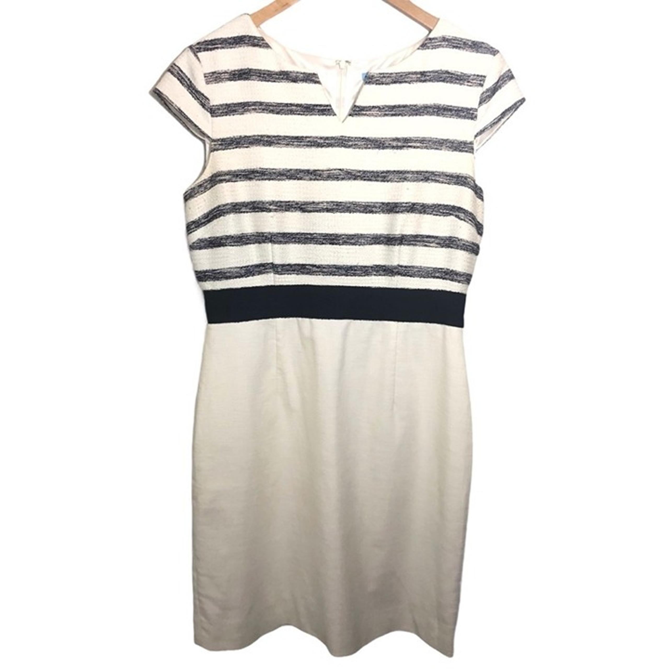 Antonio Melani Striped Dress Business Formal Mini Color Block Sheath Knit White