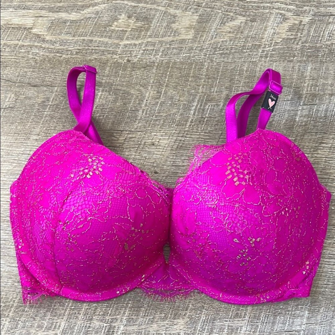 Victorias Secret Bombshell Fuchsia Push Up Bra Size 34DD
