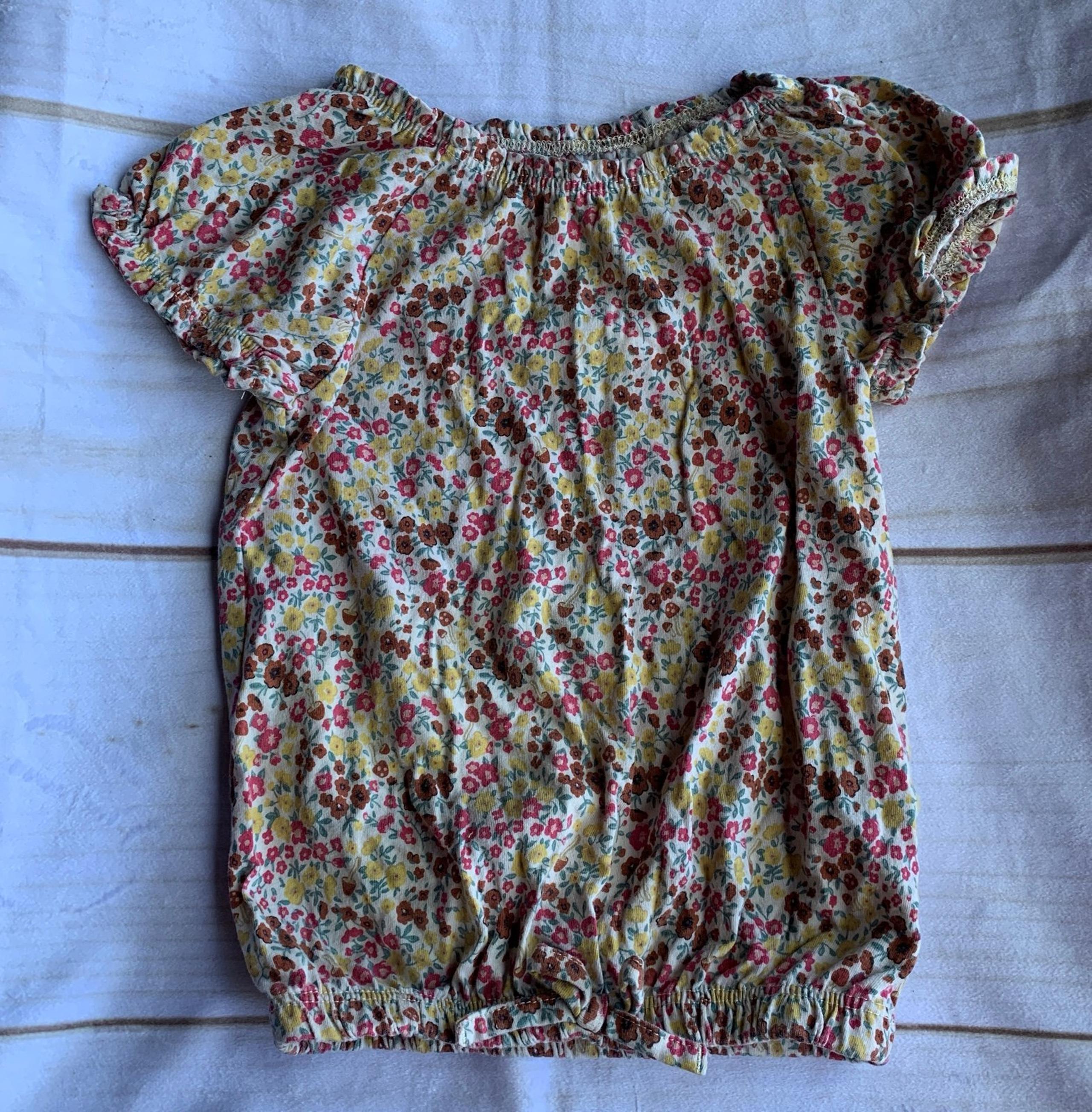 Garanimals Red Yellow Multicolored  Floral Short Sleeve Top Size 4T