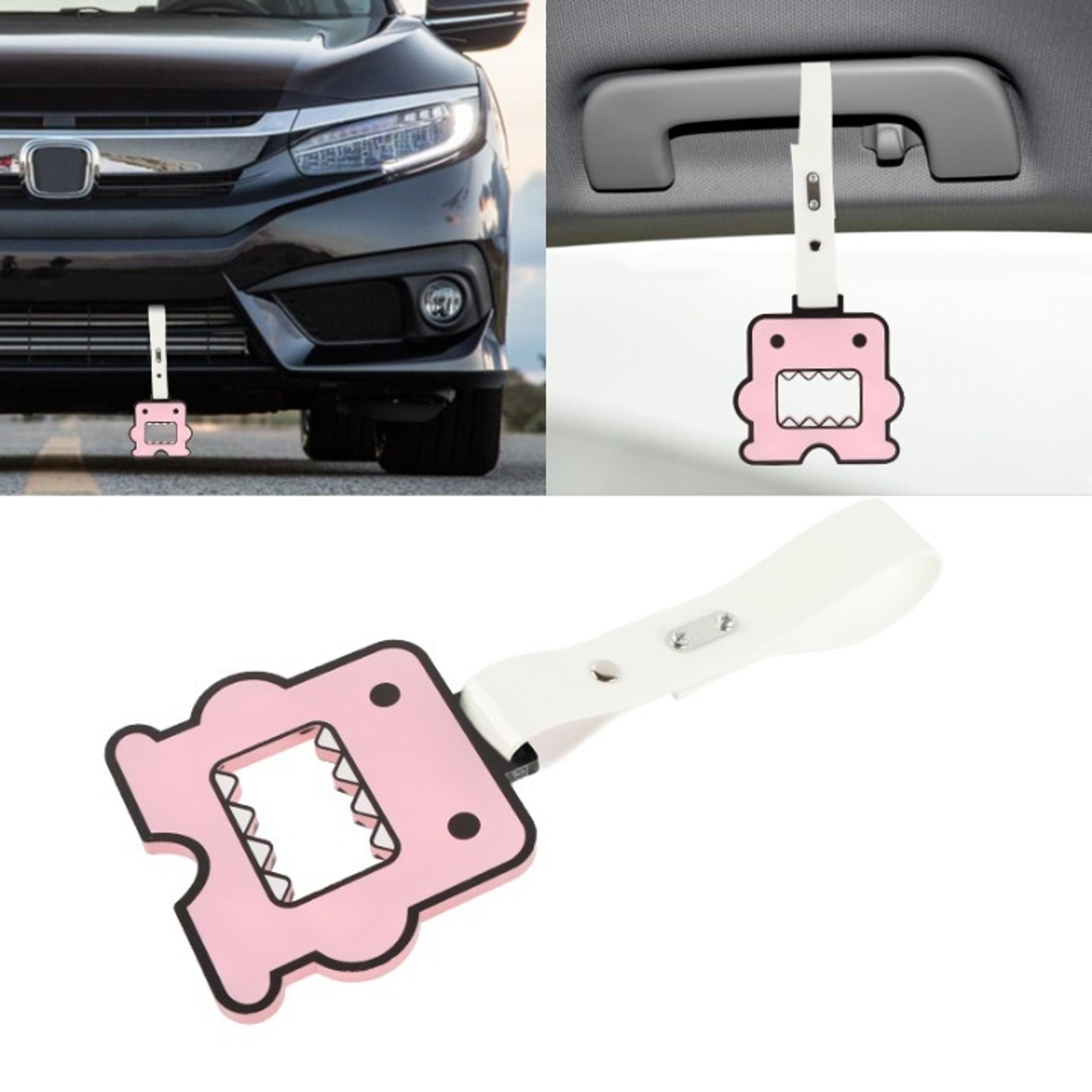 Brand New Domo Shaped Pink JDM TSURIKAWA Subway Bus Black Handle Strap Charm