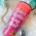 25oz Pink and Orange Tropical Theme Sunshine Glow in The Dark Glitter Tumbler