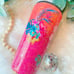 25oz Pink and Orange Tropical Theme Sunshine Glow in The Dark Glitter Tumbler