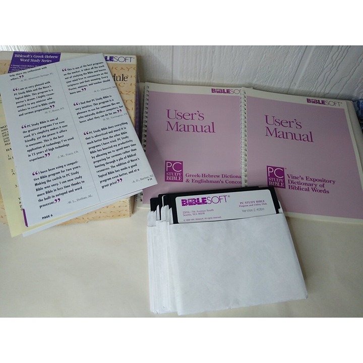 BIBLESOFT PC Study Bible Greek Hebrew Word for IBM PC 1.2 MB 5 1/4 Disks READ!