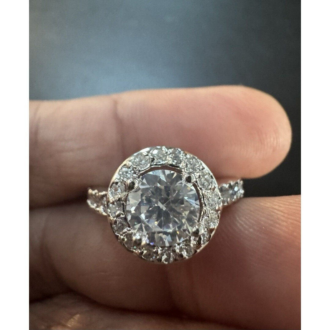 Tennis Simulated Diamond Engagement Wedding White Gold Plated Size 7 Ring