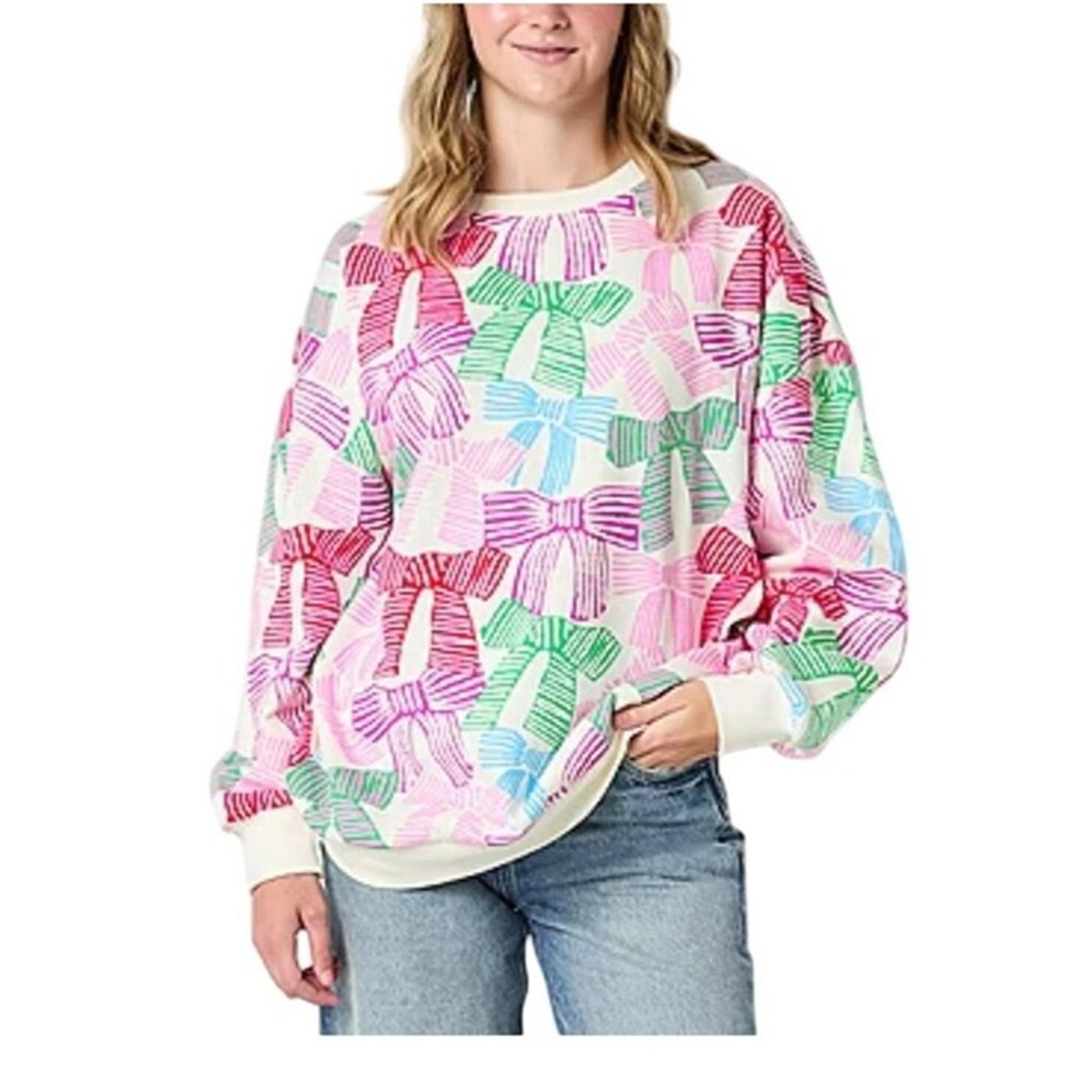 Mighty Fine Size X-Large Women’s Crew Neck Long Sleeve Multicolor Sweatshirt New