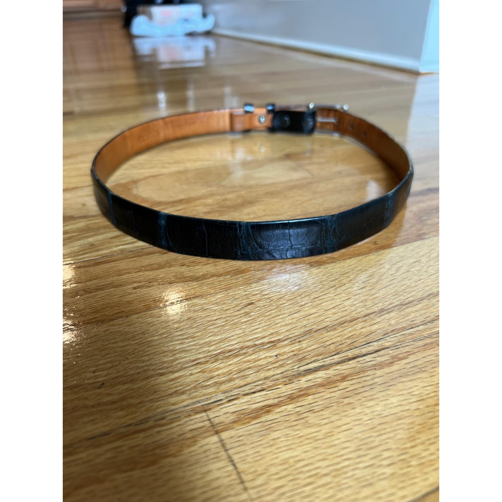 Genuine American Alligator Skin Belt - Black