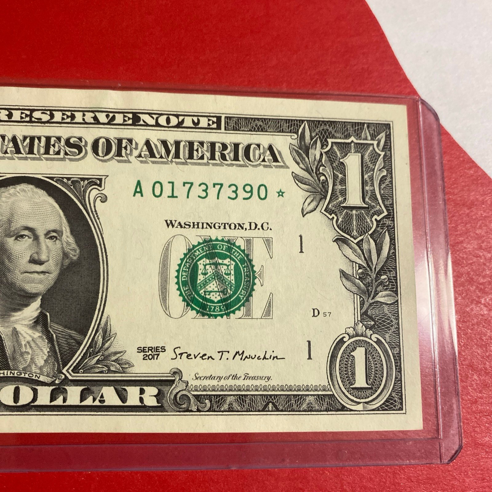 1 Dollar Bill Star Note A01737390