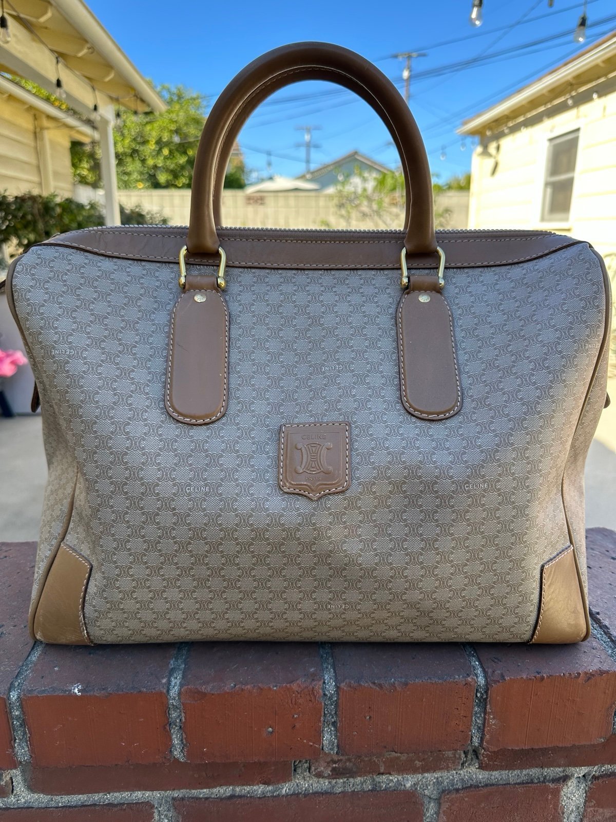 Celine Macadam Vintage Boston Bag/Duffle Large