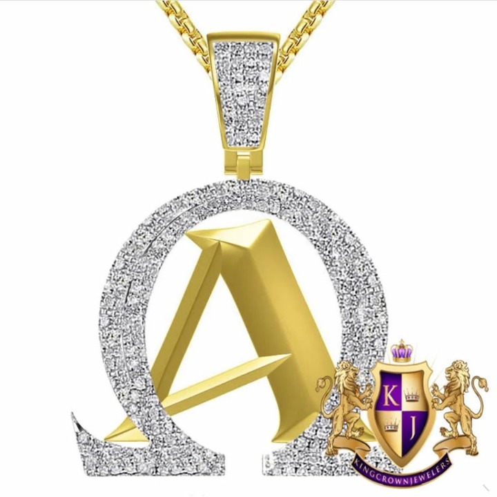 Real Diamond 0.60 Cwt. Greek Alpha And Omega Jesus Christ Symbols Charm Pendent