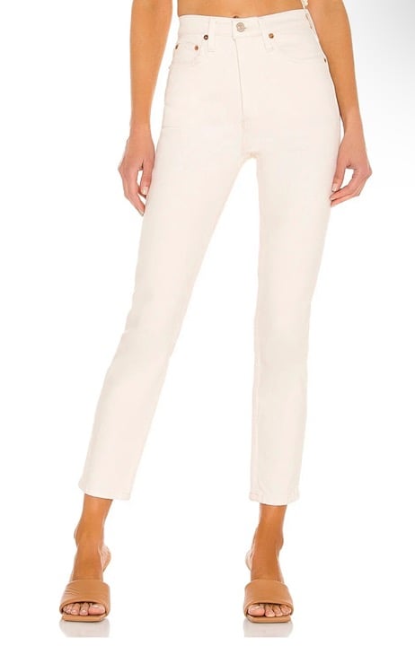 RE/DONE Orginals 90s High Rise Ankle Crop in Vintage White/Cream