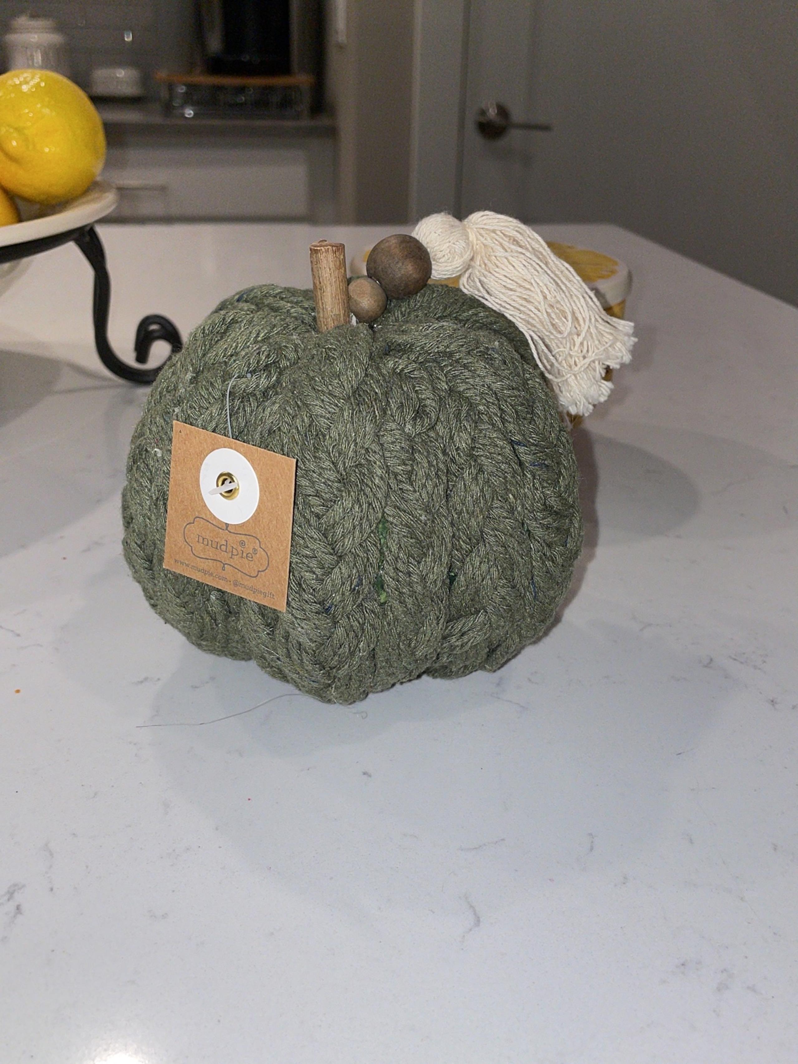 Mud Pie Green Braided Pumpkin