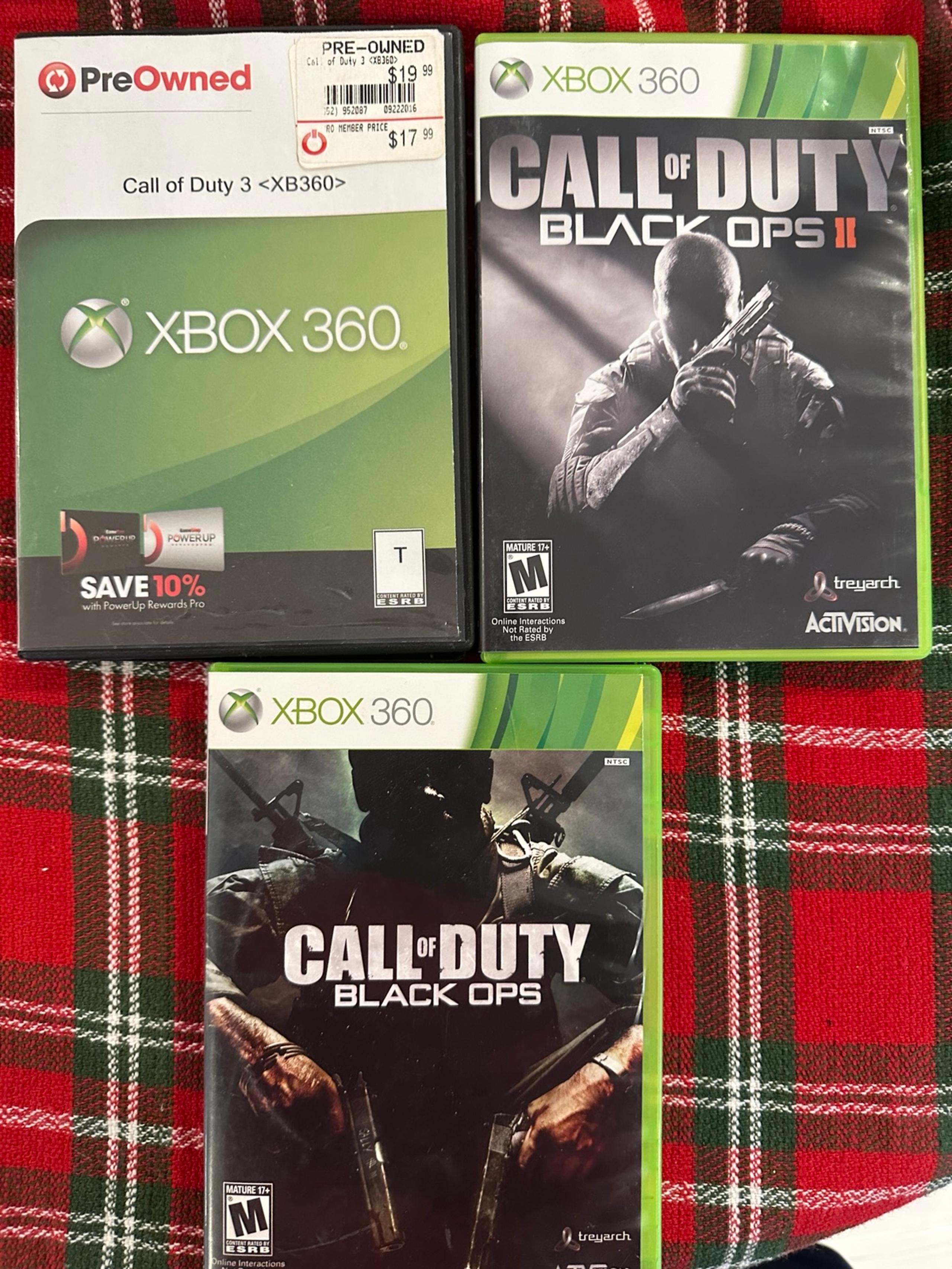 Call of Duty Black Ops 1 2  And Cod 3 Xbox 360 Bundle Tested & Working Lot of 3
