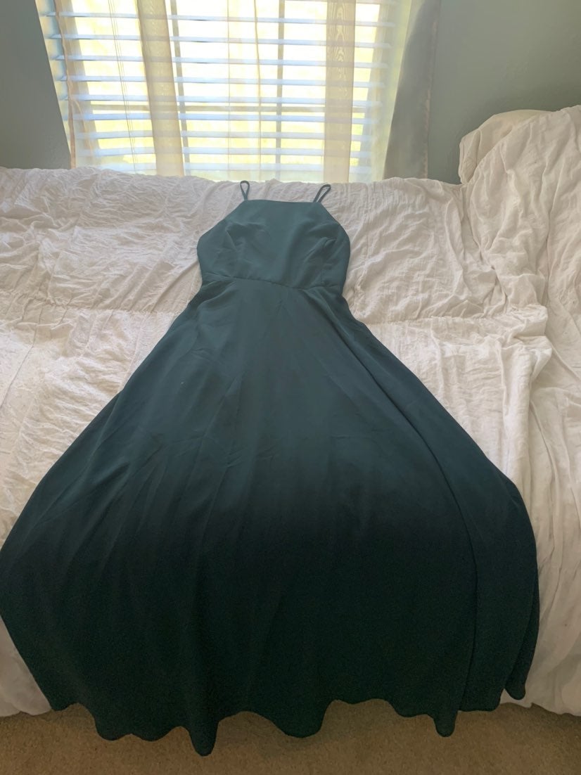 Green long prom dress