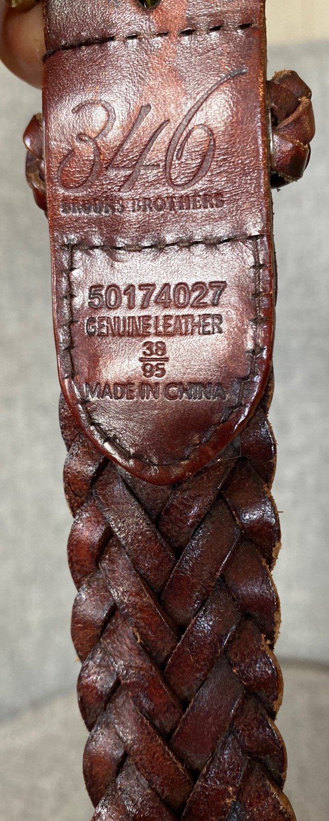 leather braided belt brown 346 brooks brothers
