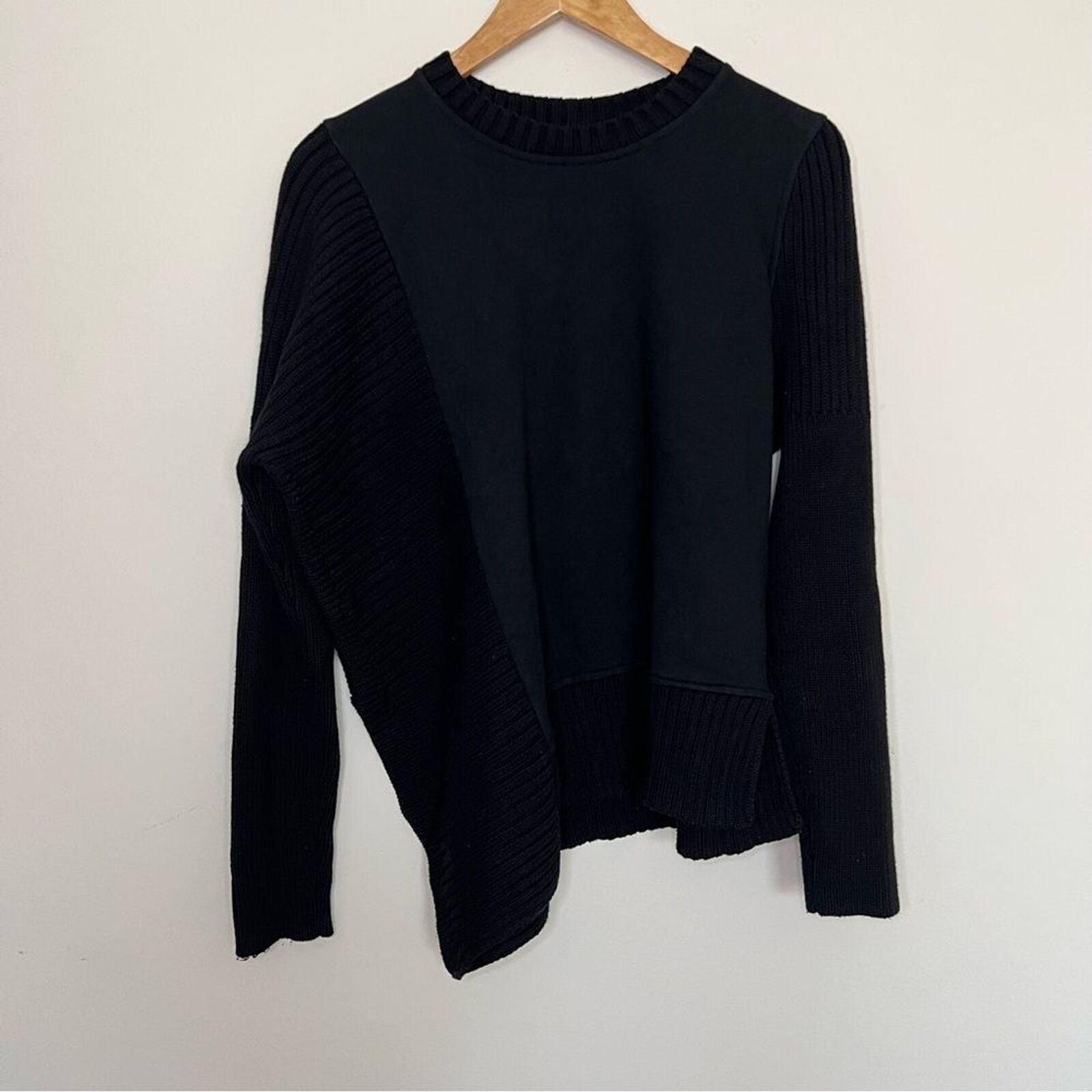 Athleta Bayridge Asymmetrical Sweater Black Chunky Knit Women's Size XS