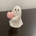 Ceramic Bootiful Ghosts Holding Bat & Pink Pumpkin Figurine Set - Hyde & EEK!