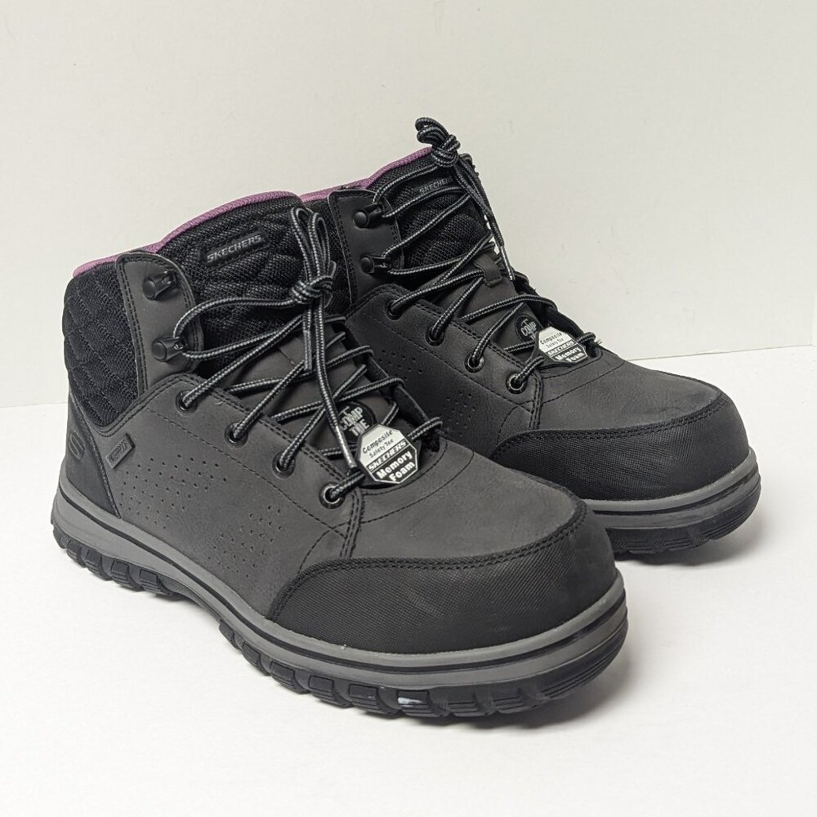 Skechers McColl Composite Toe Work Boots, Black, Women's 10 M