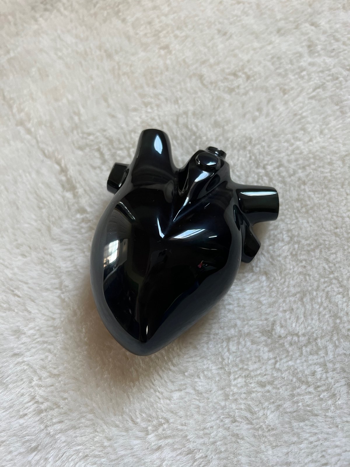 Rainbow obsidian anatomical heart