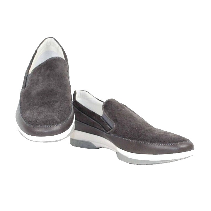 Aquatalia Sz 7 Brown Multi Goring Slip On Men's Suede Leather Loafer Shoe