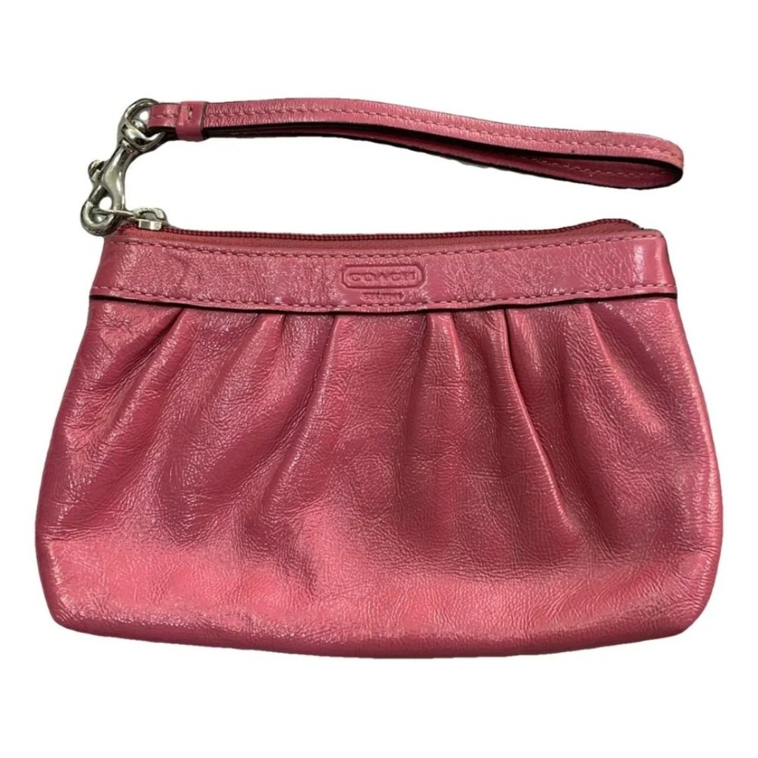 COACH DESIGNER Pink poppy patent leather clutch wristlet