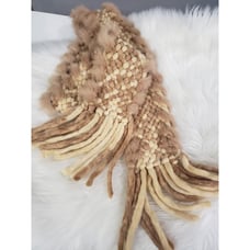 Vintage Italian PLATANIA WOOL & RABBIT FUR braided scarf 70s glam mob boss boho