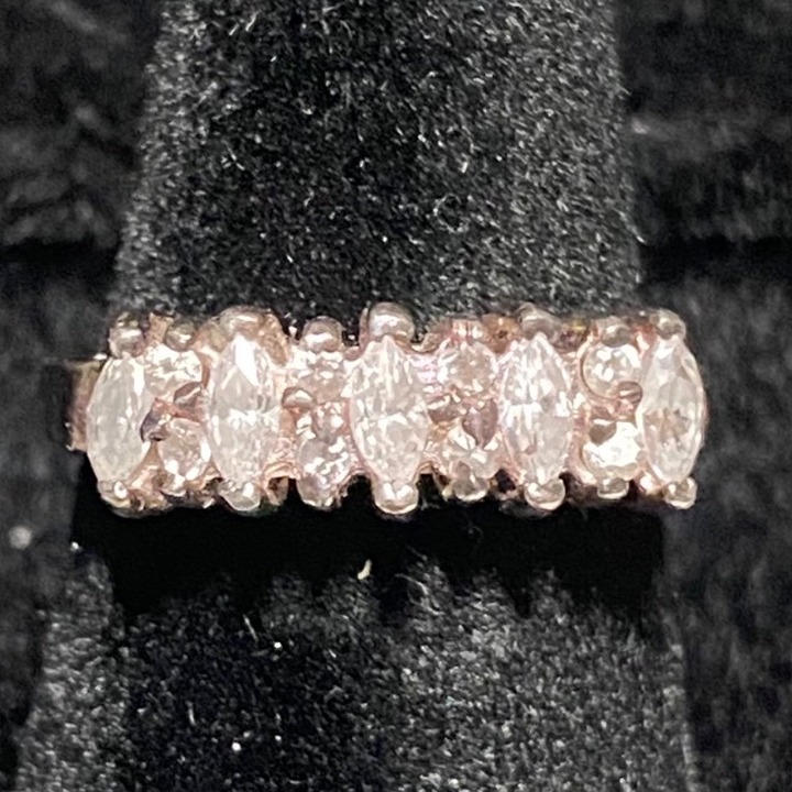 Ring Size 5.5 CZ Cubic Zirconia 13 Stones Sterling Silver Stamped 925 Vintage Je