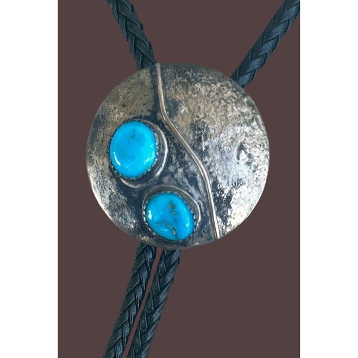 Vintage Southwestern Sterling silver Turquoise Bolo Tie Bench Bead Tips