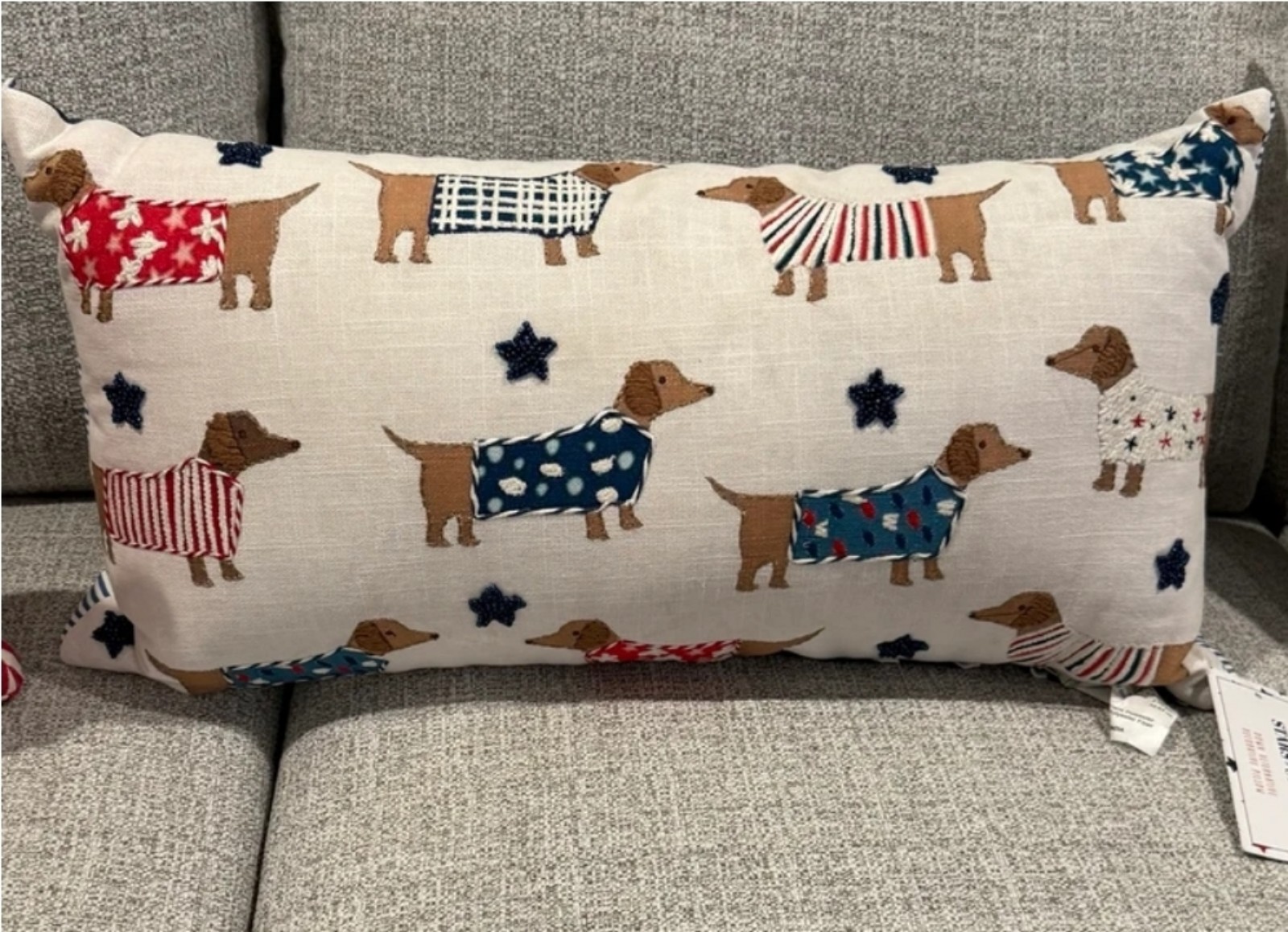 Dachshund Patriotic Pillow USA